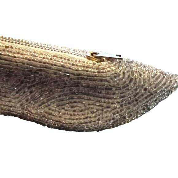 RARE Vtg Beaded Slipper Coin Purse Lipstick Holder Zippered Silk Lining Japan 5" - Picture 4 of 11